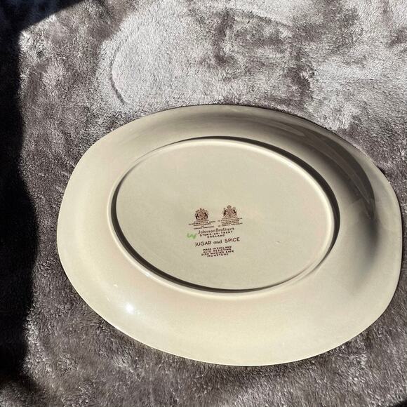 Johnson Brothers Sugar & Spice Oval Serving Platter Brown Ironstone Vtg England - Picture 8 of 11